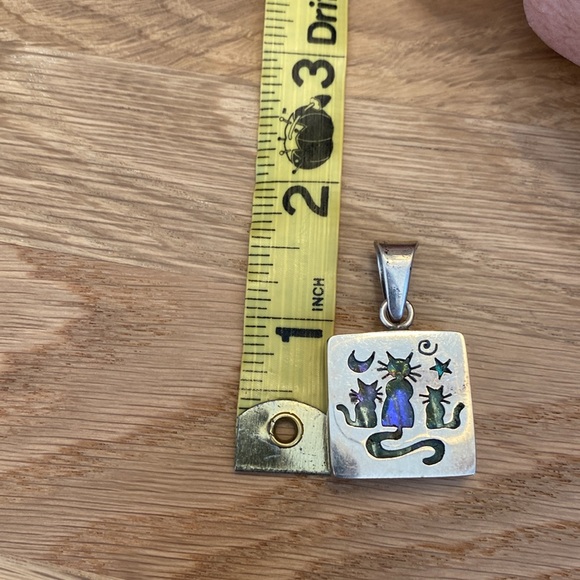 ARTISAN cats pendant. Cats on one side and colorful paint resin on other. CUTE! - Picture 3 of 6